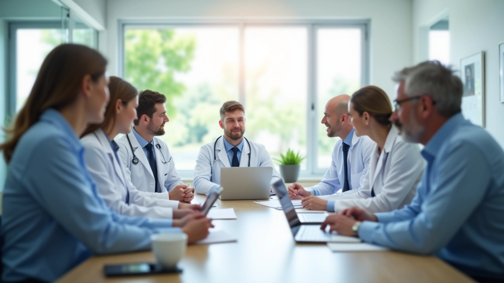 Healthcare team meeting to discuss scheduling system transition